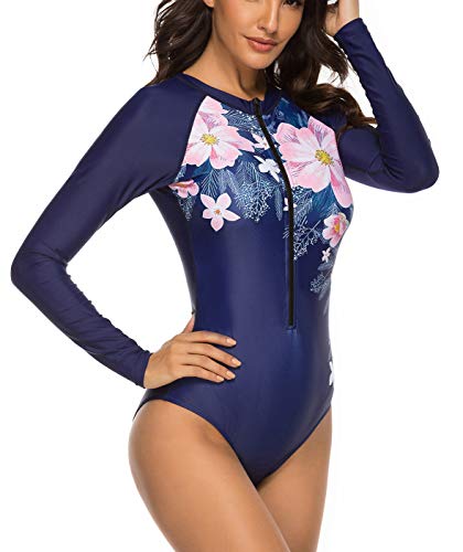 Runtlly Womens Athletic Training Long Sleeve One Piece Swimsuits Surfing Swimwear Bathing Suit Upf 50+ C92401 S #TOP4