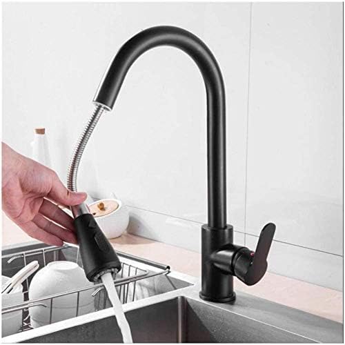 Robinet de cuisine extractible noir 360° idéal pour îlot central moderne