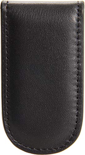 Image of Bosca Nappa Vitello Magnetic Money Clip, Men's Leather Fold Over Money Clip, Holds 10 to 15 Bills, Black