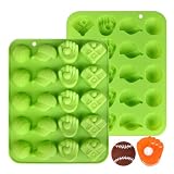 Hewomate Baseball Chocolate Mold, 2 Pack Baseball Silicone Molds, Baseball Mold for Candy, Fondant, Cupcake Cake Decorations, with Baseball, Baseball Cap, Baseball Glove and Field Shape