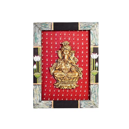 Image of Subheksha Wall decor frame with divine Ganesha Majestically set on a beautiful frame | Handcrafted Wall Art for Home Decor & Office Spaces