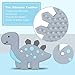 Baby Teething Toys for Babies 3-6 6-12 Months, Dinosaur Teether Pain Relief Toy with One Piece Design Pacifier Clip Holder Set, Freezer Safe Neutral Shower Gift for Boys and Girls (Grey)