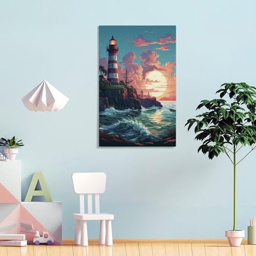 Phare côtiers murale décoration tableau impression sur toile affiche 30x45cm - 4