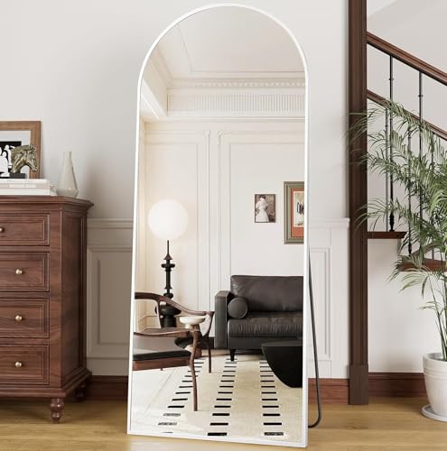 Image of Prywot Arched Full Length Mirror, 70 inchx26 inch Free Standing Floor Mirror, White