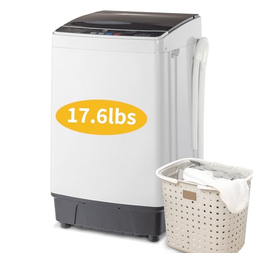 17.8 lbs Full Automatic Portable Washing Machine Top Load Compact Laundry Washer with Drain Pump 10 Programs and 8 Water Levels LED Display 1-24H Delay Start for Apartments Dorms and RV Black