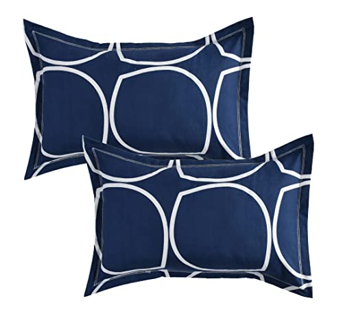 Image of Nirwana Decor Fitzy Fitted bedsheet King Size, Elastic bedsheet, 72x78 inches + 10 inches Drop, with 2 Pillow Covers (Fb-Navy-YellowChecks, 72 inch x 78 inch)
