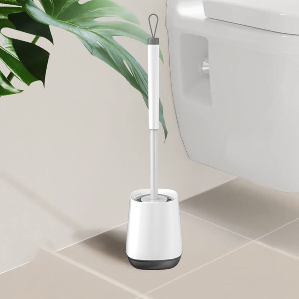 Toilet Brush,Deep Cleaner Silicone Toilet Brushes with No-Slip Long Plastic Handle and Flexible Bristles, Silicone Toilet Brush with Quick Drying Holder Set for Bathroom Toilet