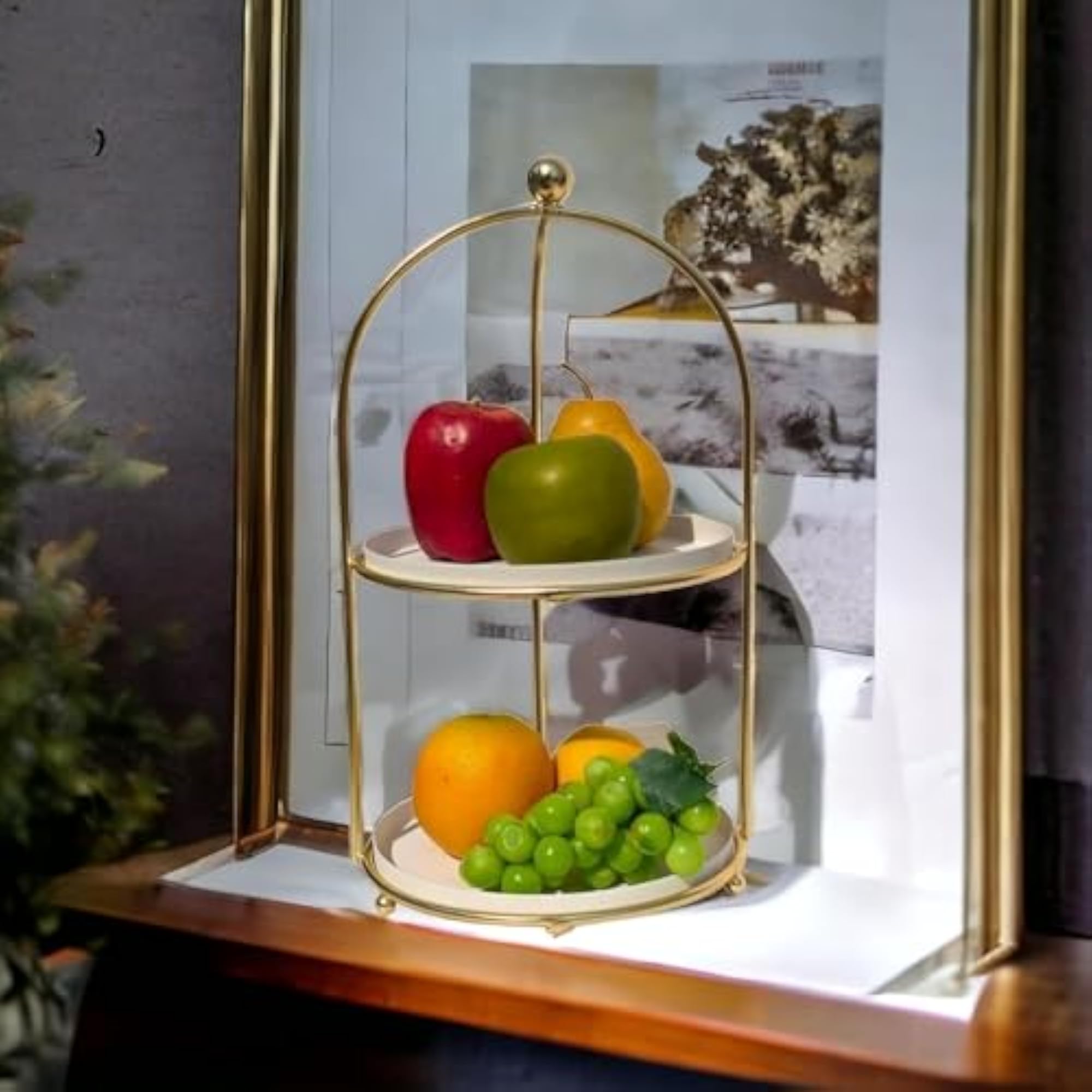 White and Gold Metal 2-Tier Cake Stand