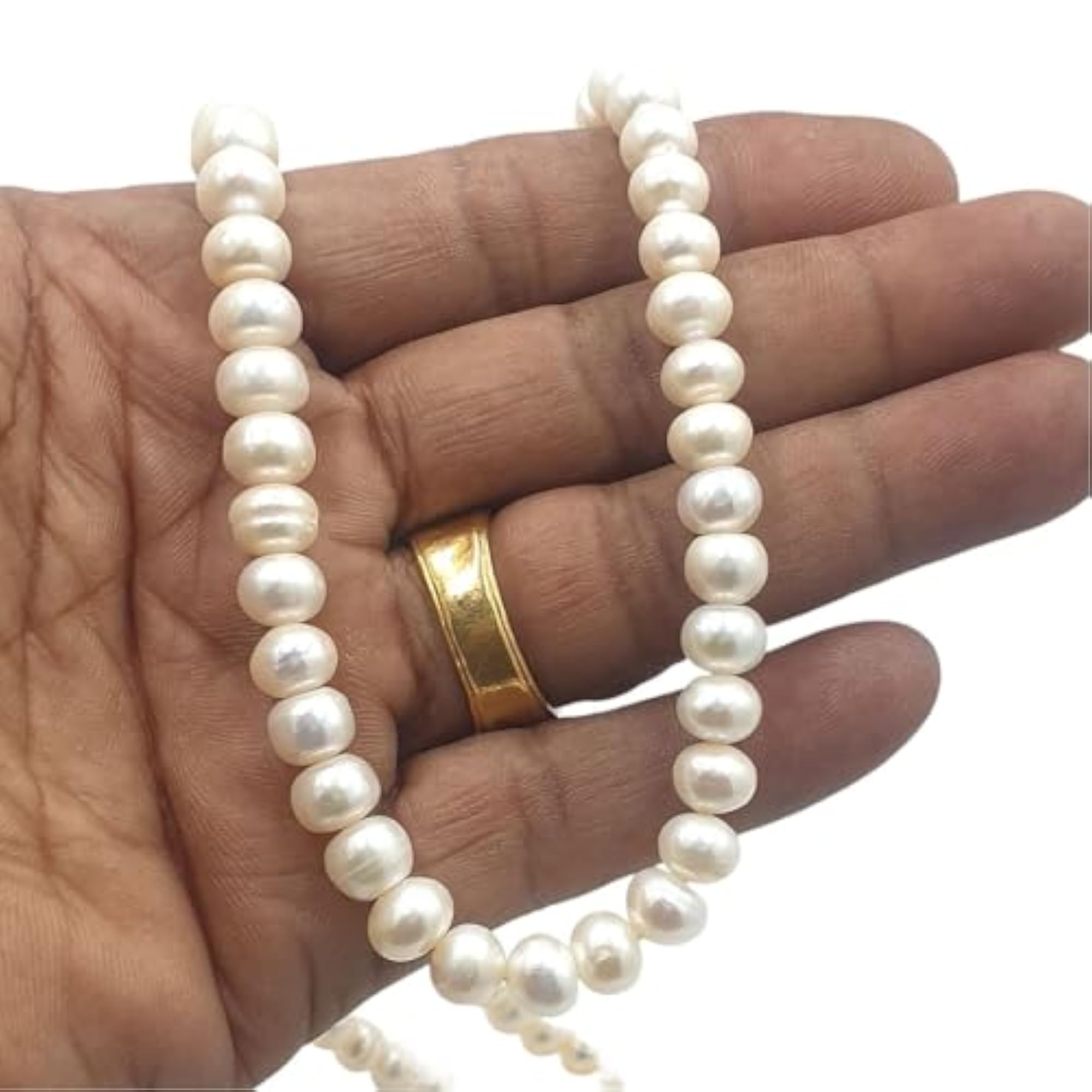Natural Fresh Water Round Pearls Stand Necklace (Moti Mala)