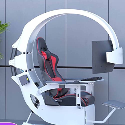 Family Gaming Chair with Zero Gravity/Ergonomic Design Adjustable Screen Height Comfortable Racing Simulator Game Chair White 5 Screens