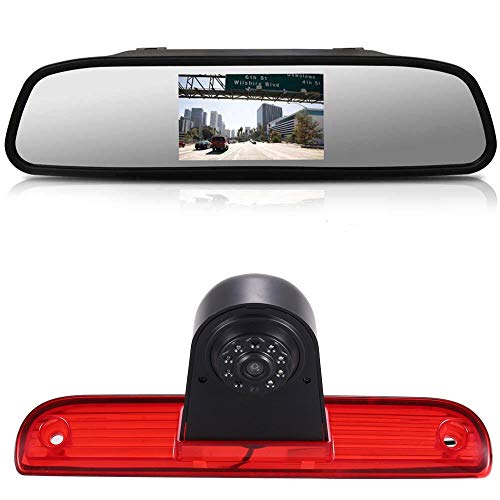 Reversing Camera + 4.3 Inch HD Rearview MirrorParking Mirror for All Cars + Car Third Roof Top Mount Brake Lamp Backup Camera for Fiat Ducato X250 X290 Bus Kasten/Peugeot Boxter/Citroen Jumper