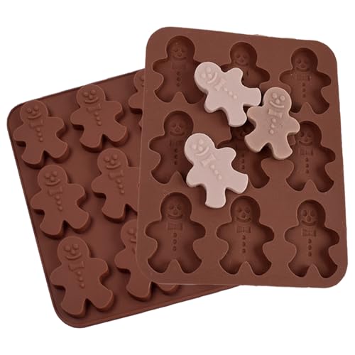Molde de chocolate ultrafino de hombre de jengibre, 2 moldes de silicona de Navidad para hornear moldes de silicona antiadherentes de grado alimenticio para chocolate, galletas de caramelo, para