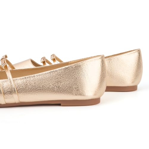 Image of MUSSHOE Mary Jane Shoes Womens Ballet Flats with Strap Comfortable Flats for Women Square Closed Toe Shoes