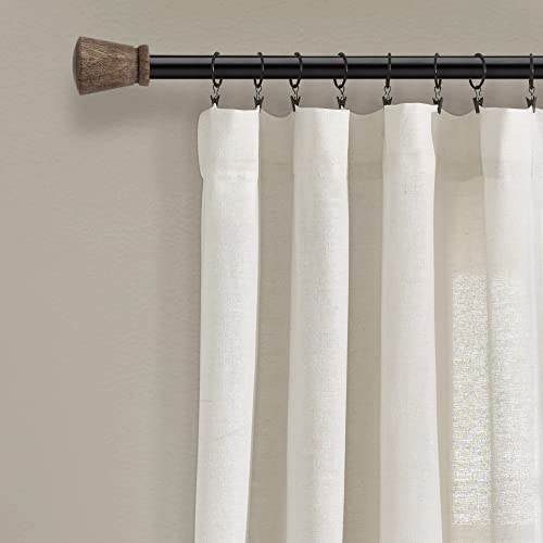 Lush Decor Linen Button Window Curtain Panel, Single, 40" W x 108" L, Blue & White, Country Curtains - Image 3