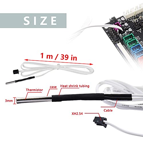 WiDream 3 pcs Termistore 100K ad alta temperatura, Cavo termistore NTC 100K 3950, Sensore di temperatura a termistore HT-NTC100K, per Reprap Hot-end blocco riscaldante per stampante 3D