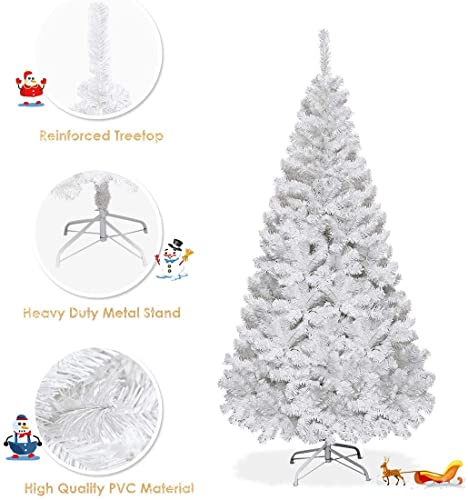5FT-White-Artificial-Christmas-Tree-Realistic-Christmas-Tree-with-PVC-Branch-Tips-Metal-Base-Suitable-for-Shopping-Mall-Home-and-School-Holiday-Decoration-5FT 5FT White Artificial Christmas Tree Realistic Christmas Tree with PVC Branch Tips Metal Base Suitable for Shopping Mall Home and School Holiday Decoration 5FT