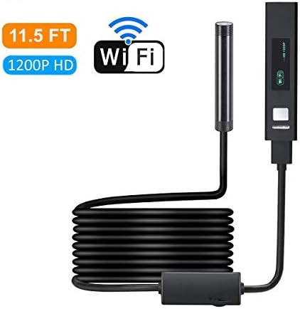 CSHope WiFi Endoscope, Wireless Borescope, 1200P HD Semi-Rigid Flexible Inspection Endoscope Camera with 2.0MP, IP68 Waterproof and 8mm Lens for iOS and Android, Tablet, PC- (11.5FT)