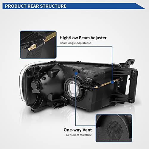 Image of OEDRO Headlight Assembly Replacement for 2002-2005 Dodge Ram 1500 /03-05 Dodge Ram 2500 3500 Headlamp with Amber Reflector Clear Lens Chrome Housing