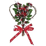 Mobestech Herzförmiger Holz Türkranz mit Beleuchtung Weihnachtsgirlande für Festliche Dekoration Langlebig Realistisch für Weihnachtsfeiern und Ladendekor