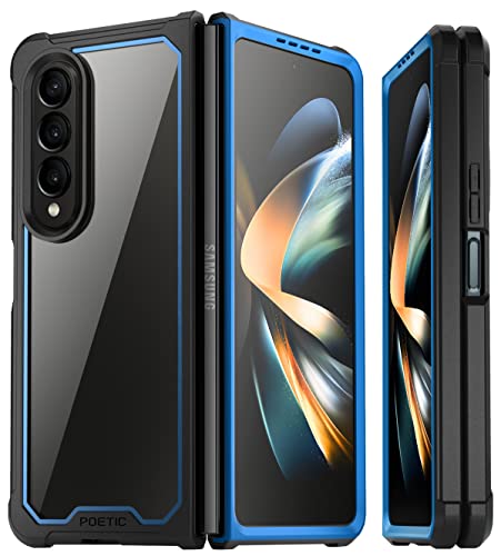 Poetic Guardian Case Compatible with Galaxy Z Fold 4 7.6 inch,[Mil-Grade Protection] Ultra-Thin Full-Body Hybrid Shockproof Protective Rugged Clear Cover with Built-in Screen Protector, Blue/Clear