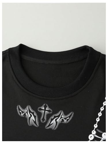 WDIRARA Men's Graphic Cross Print Long Sleeve Sweatshirts Crew Neck Pullover Tops Streetwear3