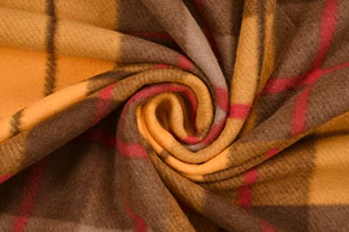 Image of Modern Check All Season Polar Fleece Single Bed Blanket, 60X90 Inches - Yellow, 300 TC