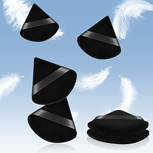 Auauy 6 Pcs Powder Puffs, Pure Cotton Soft Triangle Wedge Makeup Powder Puff For Loose Powder Mineral Powder Body Powder Cotton Velour Cosmetic Foundation Sponge Makeup Tool (Black) #TOP3