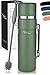Milu Bottiglia thermos con manico TBottiglia isolata Thermos 1L - Bottiglia isolata in acciaio inox, 100% a prova di perdite, isolamento a doppia parete (Verde Oliva, 1000ml)