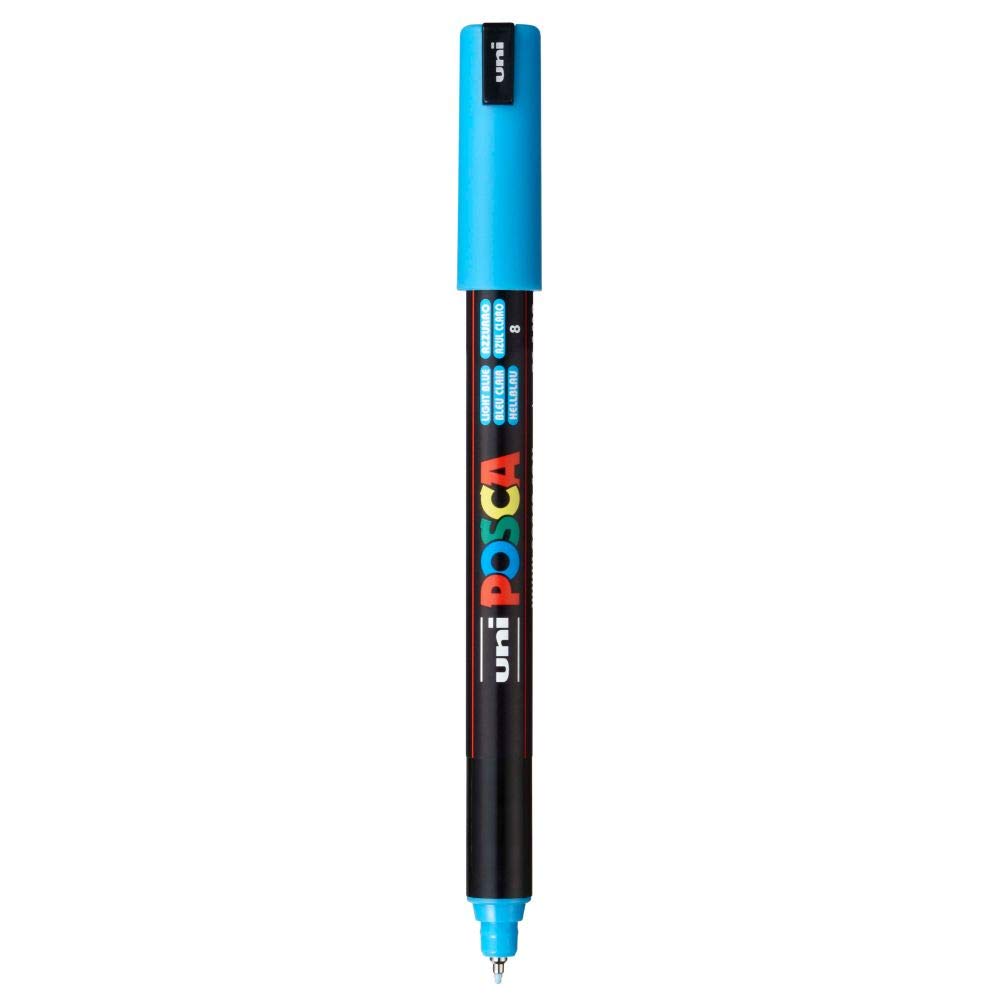 UNI-BALL Posca PC-1MR 0.7 mm Extra-Fine Tip Markers, Light Blue Ink, Pack of 1