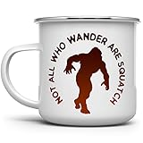 Bigfoot Sasquatch Enamel Campfire Mug, Outdoor Camping Coffee Cup, Mountain Nature Hiking Camp Lover Gift (12oz)