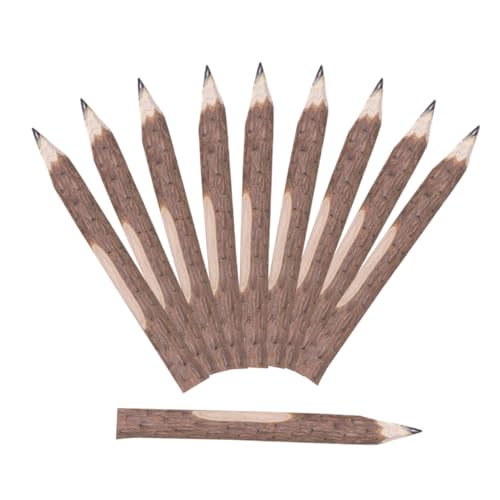 TOGEVAL 10個 小学生向け小型天然木製筆 軽量持ち運び便利 木目調テクスチャー滑らか筆記用筆 折れにくい長持ちスケッチ 手書き対応