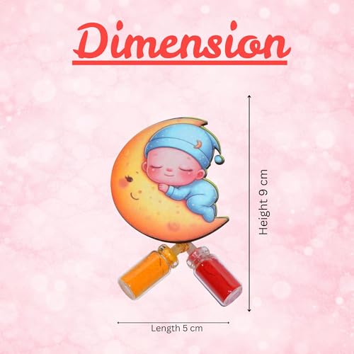 Image of CraftVatika Haldi Kumkum Return Gifts in Bulk Festive Decor, Pasupu Haldi Bottle Sleeping Baby on Crescent Moon Cutout, Thamboolam Return Gifts for Wedding, Pongal, Diwali Baby Shower Gift (15 Pcs)