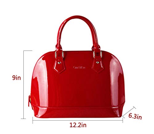 Women's Wild Patent Leather Top Handle Purse Elegant Handbag Multi-Pocket Shoulder Bag Red2