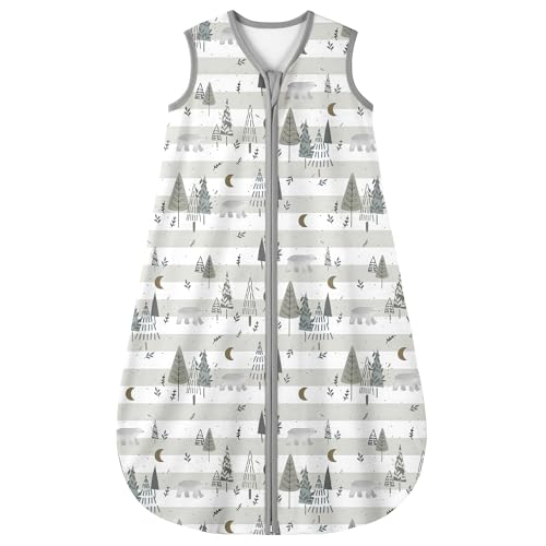 Image of Yoofoss Baby Sleep Sack 12-18 Months 0.5 TOG Baby Wearable Blanket, 100% Cotton Infant Toddler Sleeping Sack 2-Way Zipper Lightweight Sleepsack, Grizzly, Large