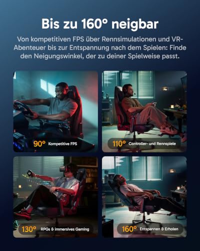 AutoFull M6 Ultra 2.0 Gaming Stuhl mit dynamischer Lordosenstütze, Kühlung und Heizung, Dual-Zonen-Massage, 160° Rückenlehne, Fußstütze… – Ansicht 6