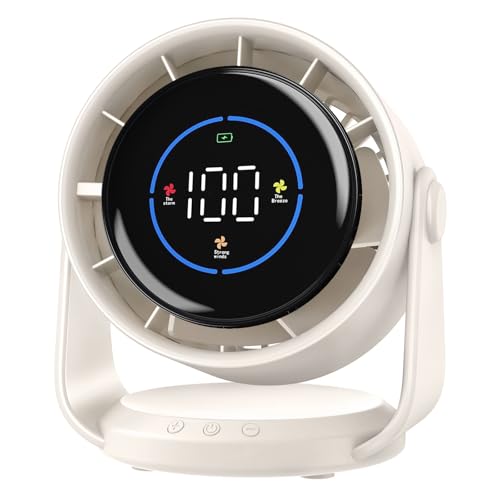 Koala Global Ventilateur Silencieux Ultra Puissant, Ventilateur de Bureau à 100 Vitesses et tête rotative à 105° Rechargeable USB, Portable pour Bureau,...