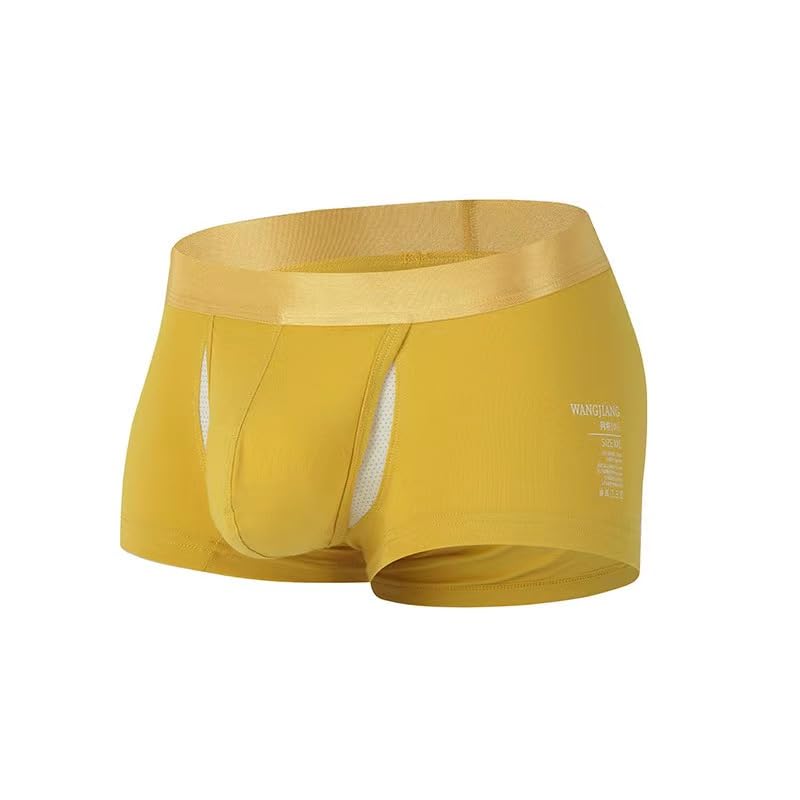 Men's Fly Pouch Underwear Breathable Boxer Briefs Separated Pouch Colorful Trunks