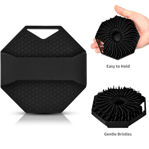Silicone Body Scrubber Loofah - Gentle Bath Brush for Shower, Durable & Sensitive Skin-Friendly, Suitable for All Skin Types, Essential for Men & Women, Black - Image 5