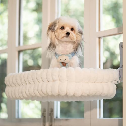 CheerPals Katzen Fensterliege, Weich Abnehmbarem Wendebezug Hängematte, Faltbare Katzenliege, Fenster Katzenbett mit Stabiles Stahlgestell und Saugnäpfe, Halt bis 18kg