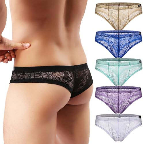 Men's Sexy Low Waist Lace Small Flat Angle Underpants
