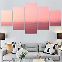 SIGNWIN 5 Panel Canvas Wall Art Pink Sunset for Home Decorations Ready to Hang - 60