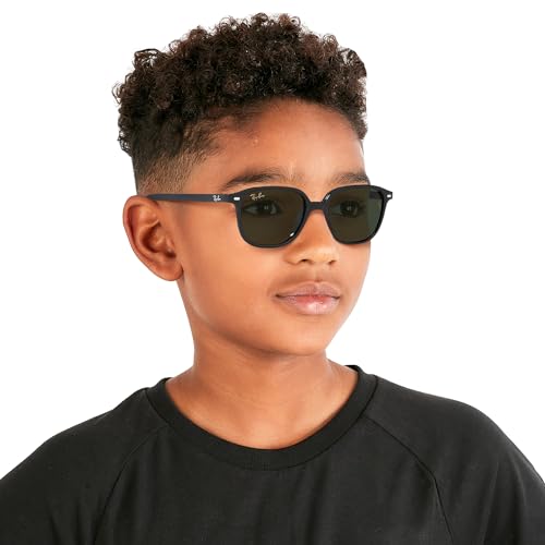 Ray-Ban Junior Kids' RJ9093S Square Sunglasses, Black/Dark Green, 45 mm by Ray-Ban - Image 7