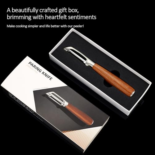 Kuluner Premium 304 Stainless Steel Multifunctional Kitchen Fruit And Vegetable Peeler With Real Wood Handle,Ultra Sharp Strong Blade thumb #6
