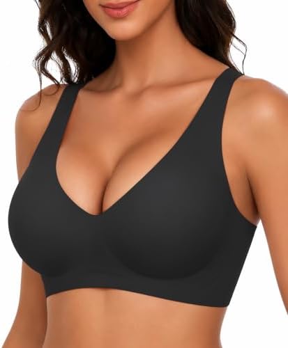 BH Damen Ohne Bügel Push Up BH Nahtloses Bustier Damen BH Seamless Bralette | BH Ohne Bügel Große Brüste Starker Halt V-Ausschnitt BH für Noamale und Große Größen BHS Bequemer T-Sh