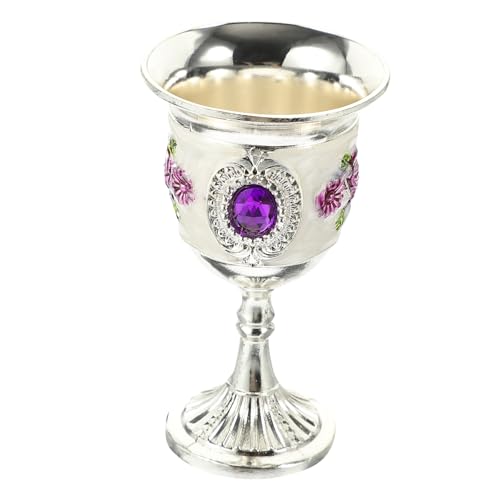 LOLIPPYY Copa de Vino de Aleación con Diseño Incrustado Irrompible Boca Ancha y Forma Redondeada para Bar Fiesta y Uso Doméstico Color con Floral Aleatorio