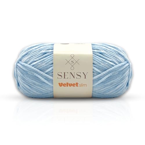 Sensy Velvet Slim Yarn for Crocheting, Baby Blanket Yarn, Chenille