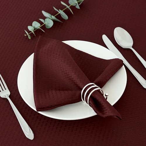 Image of maxmill Cloth Napkins Weaved Texture Pattern Soft Comfortable and Luxury Serviette for Restaurant Family Dinners Weddings Parties and Banquets Set of 4 Pieces, 20 x 20 Inch Burgundy