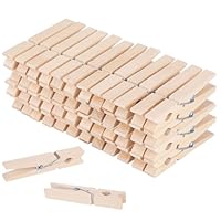 Wood Clothes pins 2.9inch 50PCS, Wooden Clothes pins for Laundry Decorative Crafts Pegs Photos Pictures,Colored Clothespins Wooden Clips
