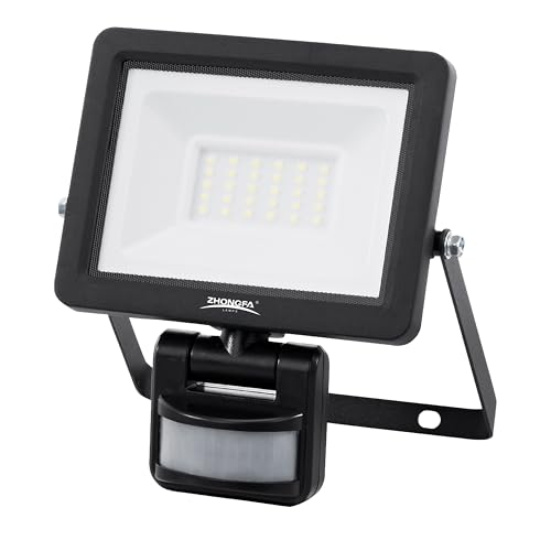 ZHONGFA LED Floodlights Outdoor Security Motion Sensor Pir Mains Powered Lights (20W)