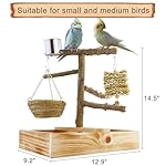 Mogoko Natural Bird Playground Bird Perches, Bird Cage Accessories, Bird Toys Playground, Bird Perch Stand Parrot Stand, Includes 2 Stainless Steel Cups and Removable Tray - Image 2